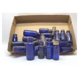 Box full of VTG cobalt bottles