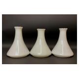 3 milk glass angle oil lamp shades
