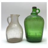 White House vinegar, pitcher, vtg green wine jug