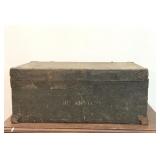 Antique dovetailed military footlocker
