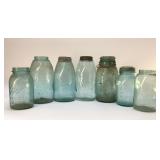 7 assorted blue mason jars 9