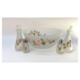 Dogwood satin glass salad set