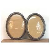 2 ANTIQUE CONVEX GLASS PICTURE FRAMES