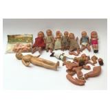 Assorted celluloid 1920s dolls and parts
