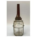 13" antique glass motor oil bottle