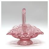 LE Smith, moon and stars pink glass basket