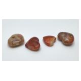 4 Polished ocean Jasper, agate hearts
