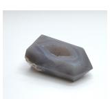 Polished crystal banded agate tower w/geode cavity