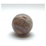 Polished agate sphere, amethyst, and crazy lace