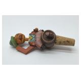 Antique hand carved, bowing man bottle stopper