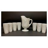 INDIANA GLASS COLONY HARVEST PITCHER & TUMBLERS