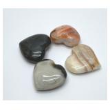 4 polished quartz, crystal hearts 3