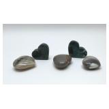 5 quartz crystal hearts