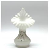 DELICATE PAINTED FENTON JACK IN THE PULPIT VASE