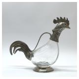 PEWTER/GLASS ROOSTER CARAFE