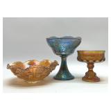 3 PCs VTG Carnival Glass