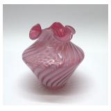 FENTON CANDY CANE SWIRL VASE 5.5
