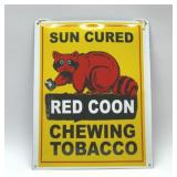 Sun cured red coon chewing tobacco sign