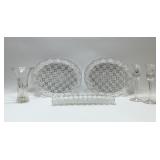 Fine Crystal Serving Trays, Vase, Candlesticks
