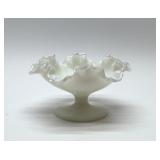 Vintage Fenton silver crest compote, double ruffle