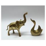 Brass elephant and duck