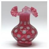 1947 FENTON CRANBERRY COIN DOT VASE