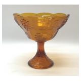 8" Indiana harvest grape Amber glass compote