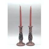 Pink Pansy Candlesticks 9,5