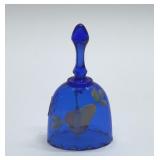 FENTON COBALT PEAR BELL HAND PAINTED