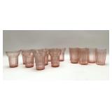Pink Hocking Queen Mary glass tumblers