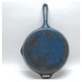 CAST IRON LARGE SKILLET BLUE ENAMEL