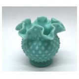FENTON TURQUOISE DOUBLE RUFFLE VASE