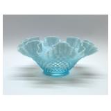LG FENTON DBL RUFFLE BOWL OPALESCENT