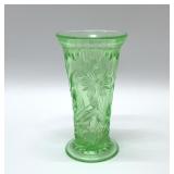 URANIUM GLASS VASE OSPREY PATTERN