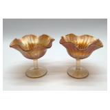 FENTON VTG MARIGOLD HOLLY BERRY COMPOTE PR