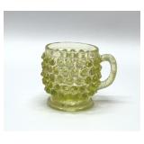 URANIUM GLASS FENTON TOPAZ HOBNAIL CUP