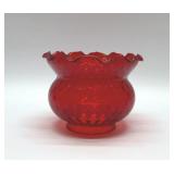 RUBY RED RUFFLED OIL LAMP SHADE 7X5.5