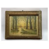 ANTIQUE DOUBLE FRAMED WOODS PRINT