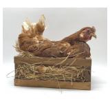 CHICKEN ON A NESTING BOX