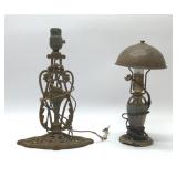 2 ANTIQUE METAL, IRON LAMPS