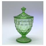 JEANNETE URANIUM GLASS CANDY DISH GLOWS!