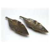 2 RJ REYNOLDS BRASS TOBACCO LEAF DISHES