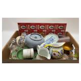 BOX LOT OF GLASSWARE & China