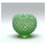 FENTON UEANIUM GLASS CRIMPED BOWL GLOWS!