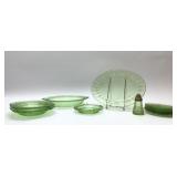 GREEN DEPRESSION ERA  ASSORTED GLASSWARE
