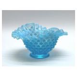 FENTON CRIMPED TURQUOISE HOBNAIL VASE