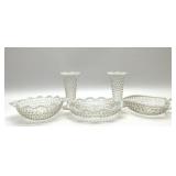 5 PCS FENTON MOONSTONE BOWLS, VASES