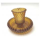 Indiana glass diamond point Amber votive