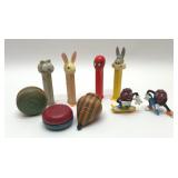 Assorted vintage toys PEZ Yoyo Raisins