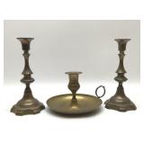 3 BRASS CANDLESTICKS 9.5ï¿½ï¿½